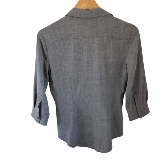 Theory Gray Button Down Collared Shirt 3/4 Sleeve Size Medium - Picture 3 of 8